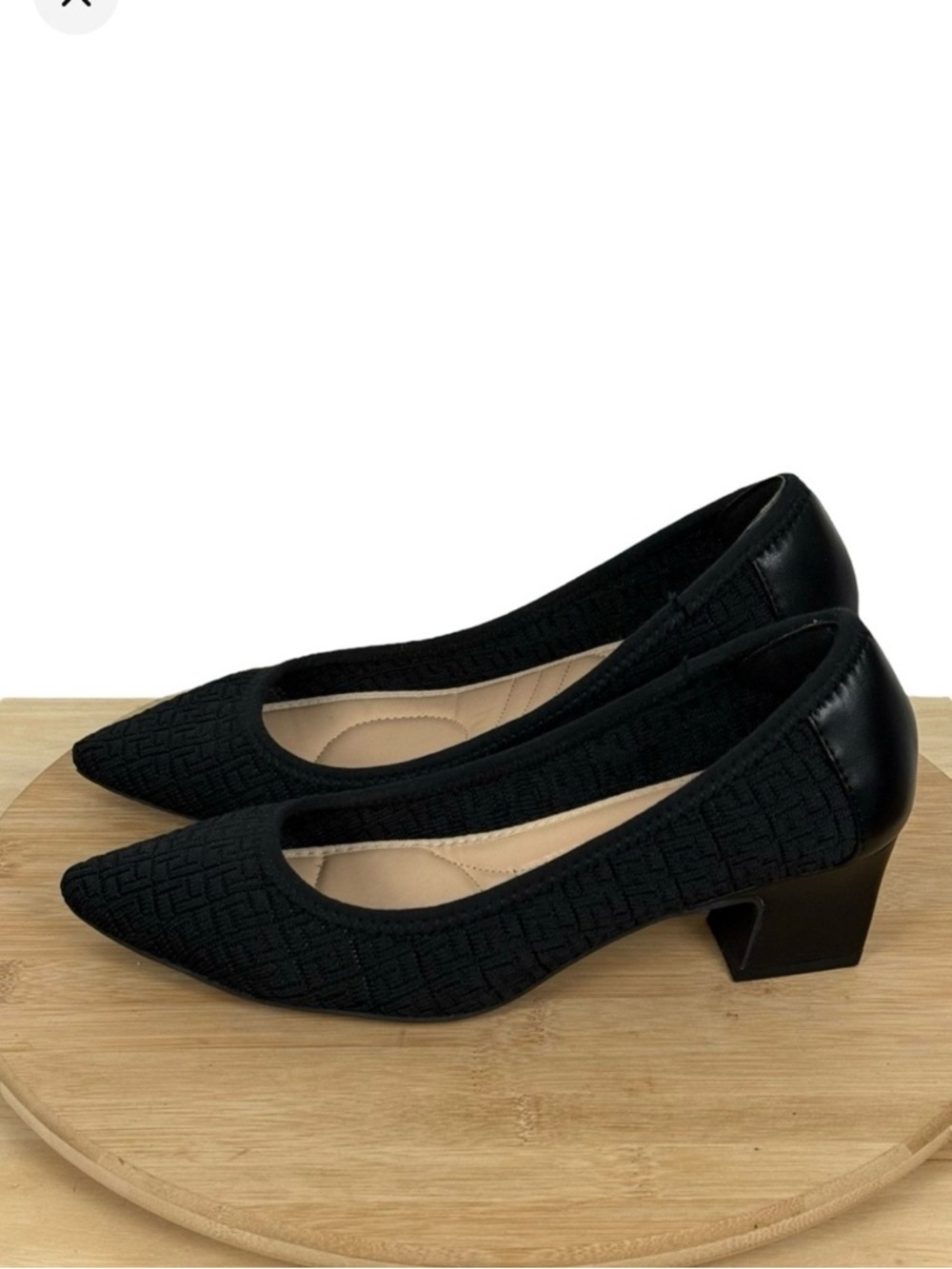 Adrienne Vittadini Black Low Block Heel Pumps